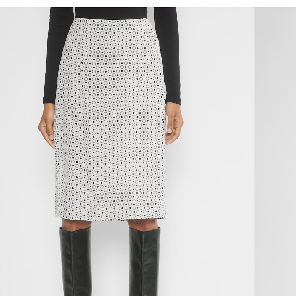 Wilfred Black and White Midi Skirt with Circular Pattern